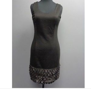 Black Dress with Vegan Leather Detail - Size S